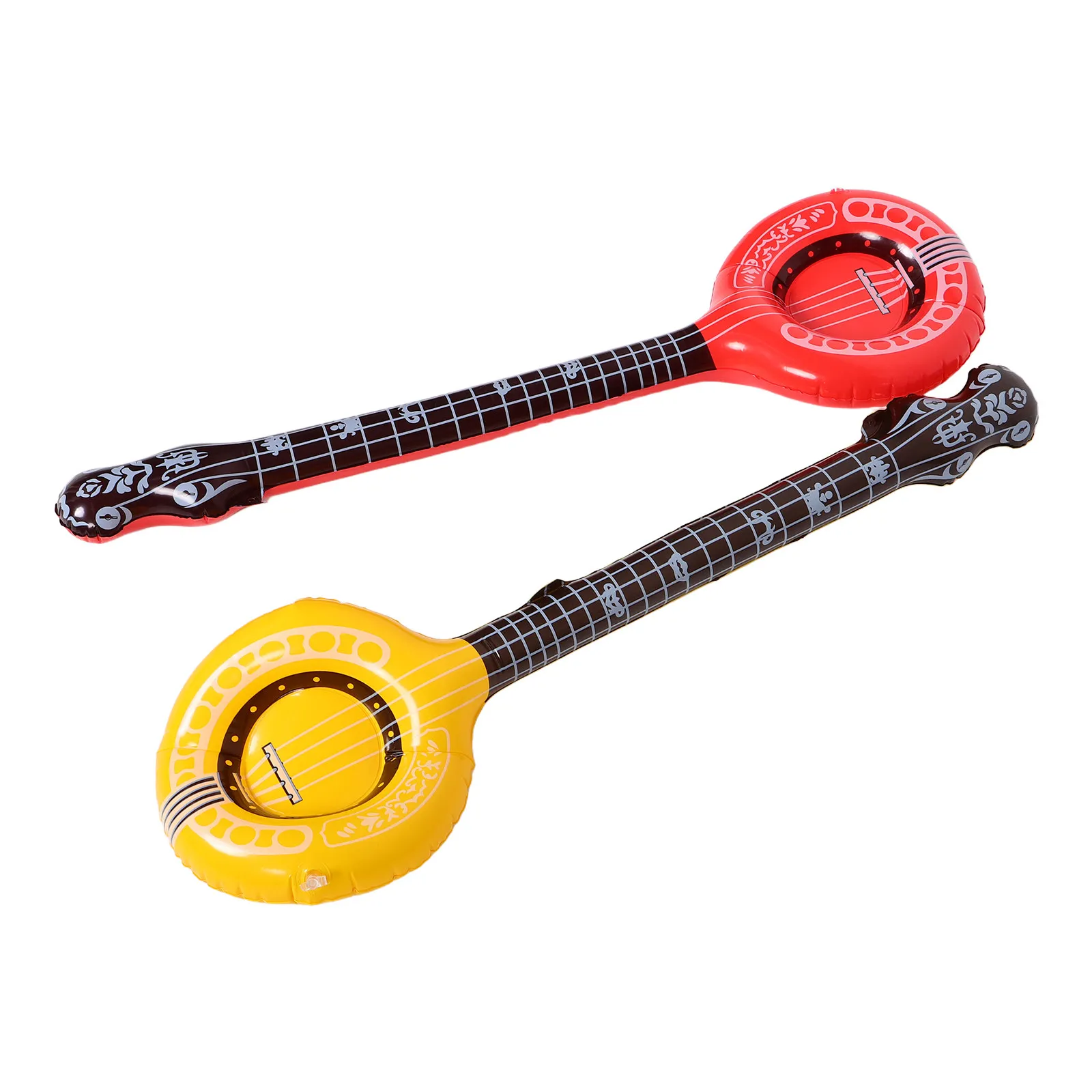 2Pcs Blue Inflatable Musical Instruments Blow Up Banjo Trumpet Props for Kid Stage Party Decoration Entertainment
