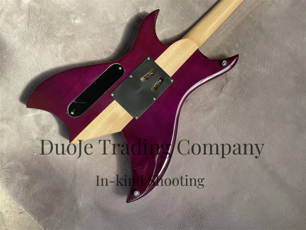 Purple electric guitar tremolo Bridge Maple neck through basswood body Squilted Maple top HH pickup gold tuner