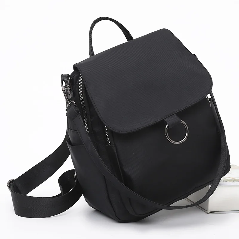 Black Backpack Women Outdoor Oxford Cloth Hasp Zipper Double Shoulder School Bag Teenage Youth Backpacks Travel Casual Lady Bags