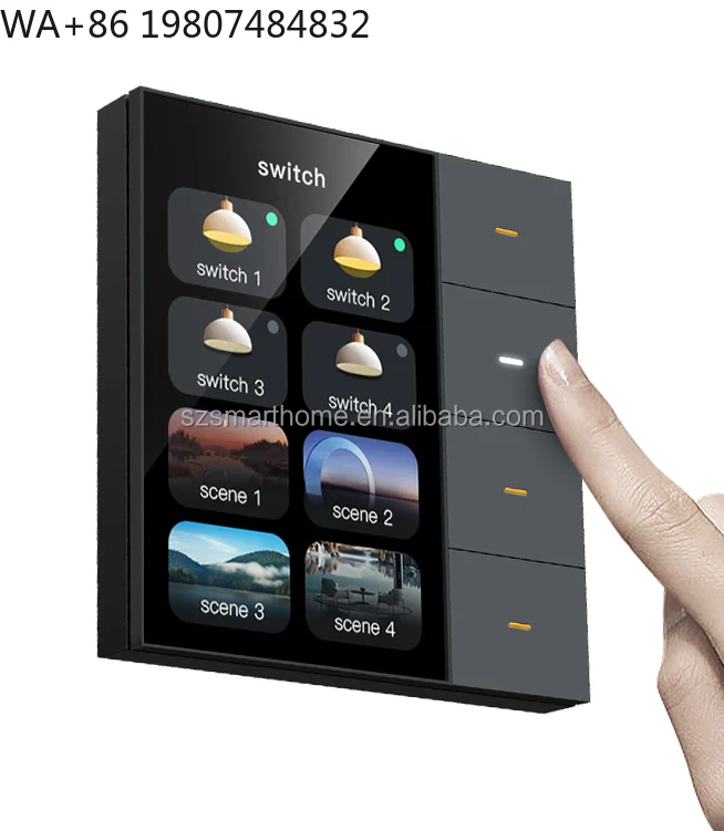 WiFi LCD Color Screen Rotary Knob FCU Temp Regulator HVAC Fresh Air Cooling Ventilation Controller  App Home Hotel Control Panel