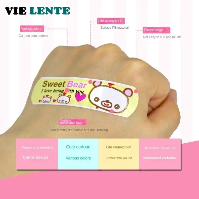 120pcs Cute Cartoon Medical Patch Waterproof Wound Adhesive Bandages Dustproof Breathable First Band Aid Adhesive for Kids