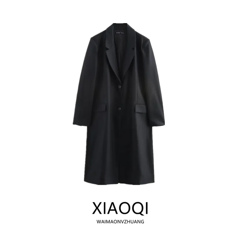 

Spring 2025 Women's Faion Long Coat Ele Slim Stripe Outerwear New Arrival Commute Sle Full Sve Other Material 00
