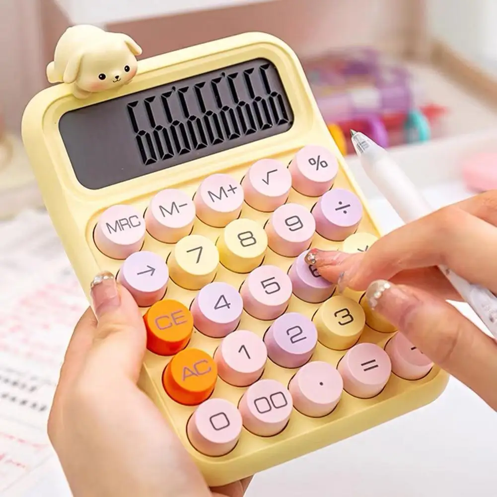 Cute Animal Desktop Calculator Large Display 12 Digit Precise Contrasting Color Women Girls Calculator Office School