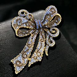 1 Pc Women's Rhinestone Bowknot Brooch Alloy Retro Bow Corsage Pin Accessories