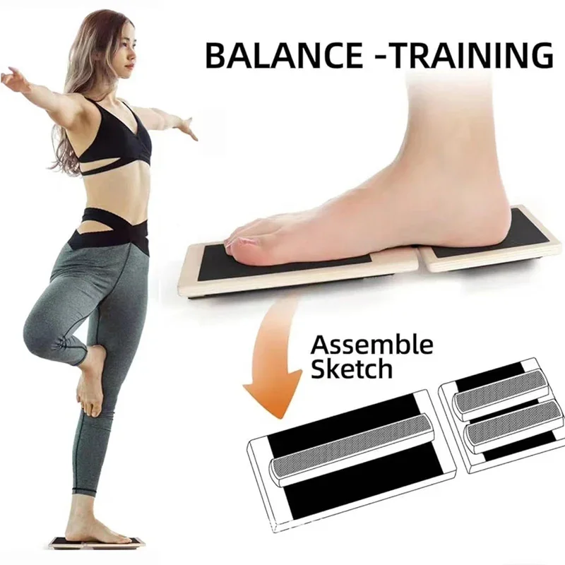 Wooden Single Foot Trainer Balance Board for Ballet Pilates Ankle Strength Training Pilates Fasciitis Exerciser Fitness