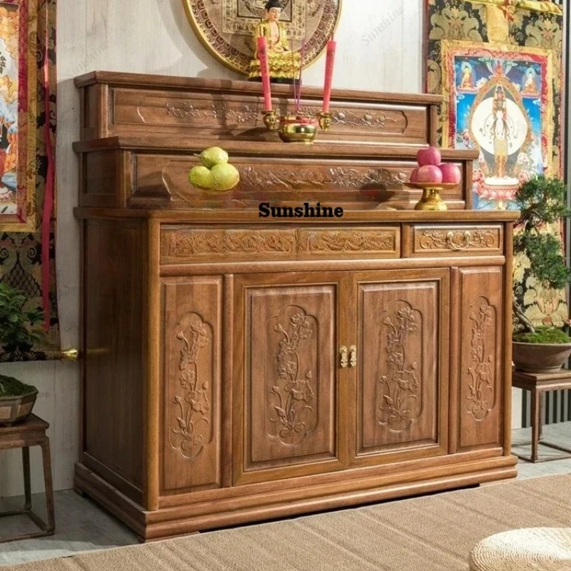 

Altar Buddha Shrine Household Solid Wood Incense a Long Narrow Middle Hall God of Wealth Cabinet Worship Altar