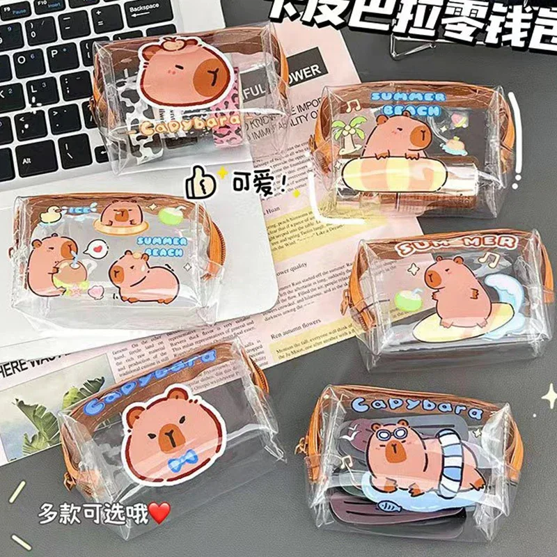

Cartoon Capybara Mini Zipper Pouch Stationery Storage Bag Lovely Cartoon Jelly Wallet Cosmetic Bag Coin Purse PVC Coin Purse