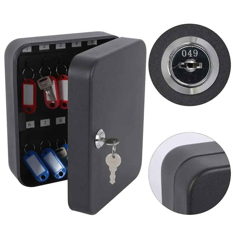 Combination Key Cabinet 20 Key Hooks Key Box Wall Mounted Locking Key Organizer Key Cabinet Security Lock Box
