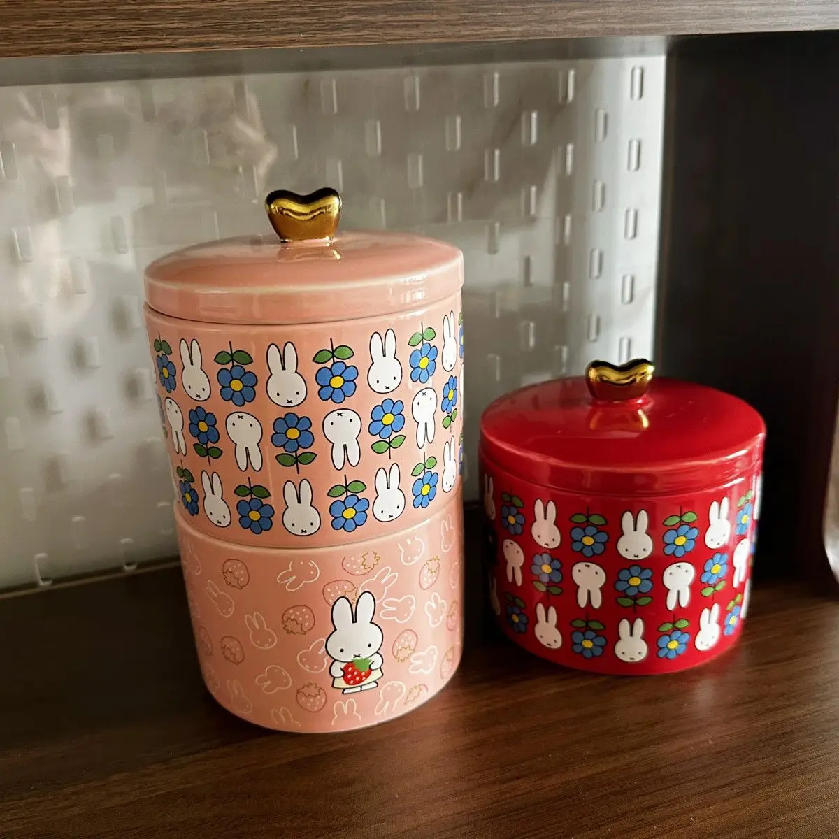Imperfect Miffy Rabbit Decorative Jar Vintage Storage Can Ceramic Pot Pink Container Cute Cartoon High‑Appearance Fashion Cute
