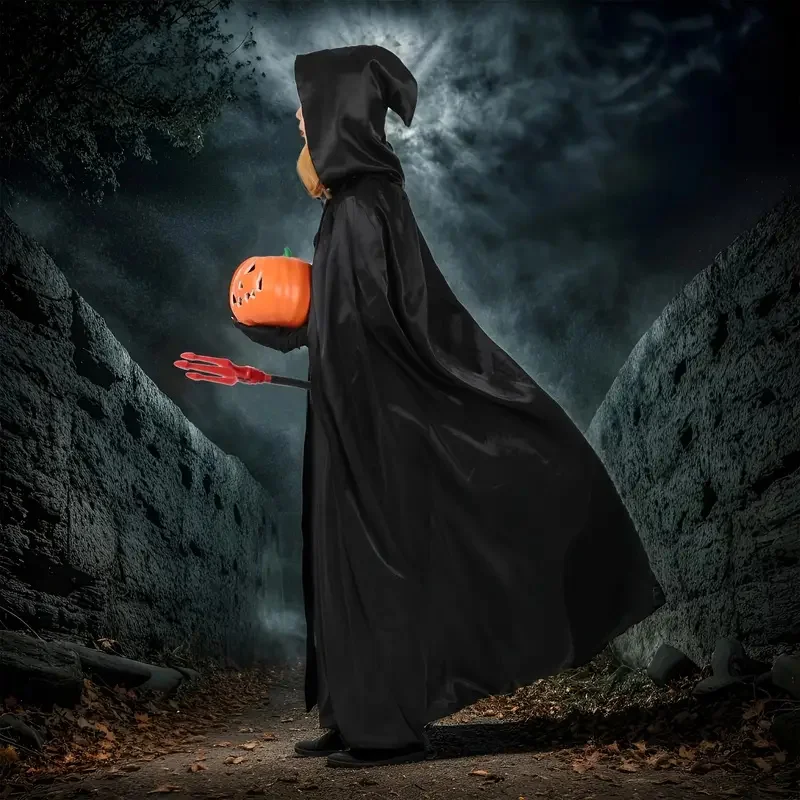 

Halloween Hooded Cape Costume In Black Halloween Long Cloak - Perfect For Festive Parties & Events Halloween Costumes