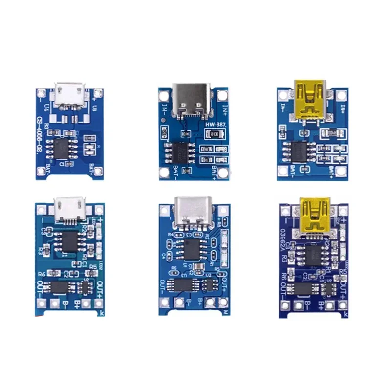 

TP4056 charging module 18650 1A lithium battery TYPE-C/MICRO interface overcurrent protection charging pad electronics