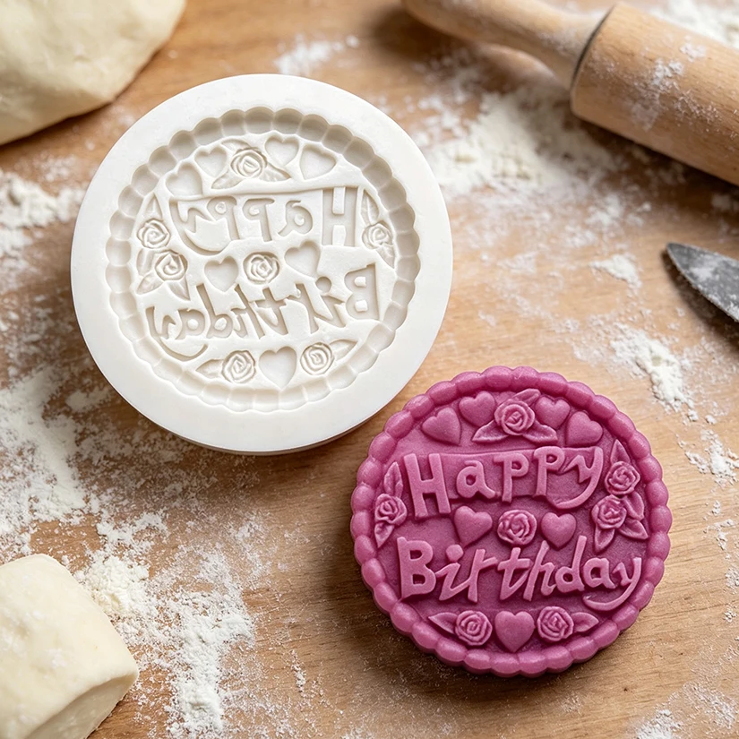 Geburtstags-Silikonform für Zuckerguss, Harzwerkzeuge, Cupcake-Backform, Fondant-Kuchendekorationswerkzeuge
