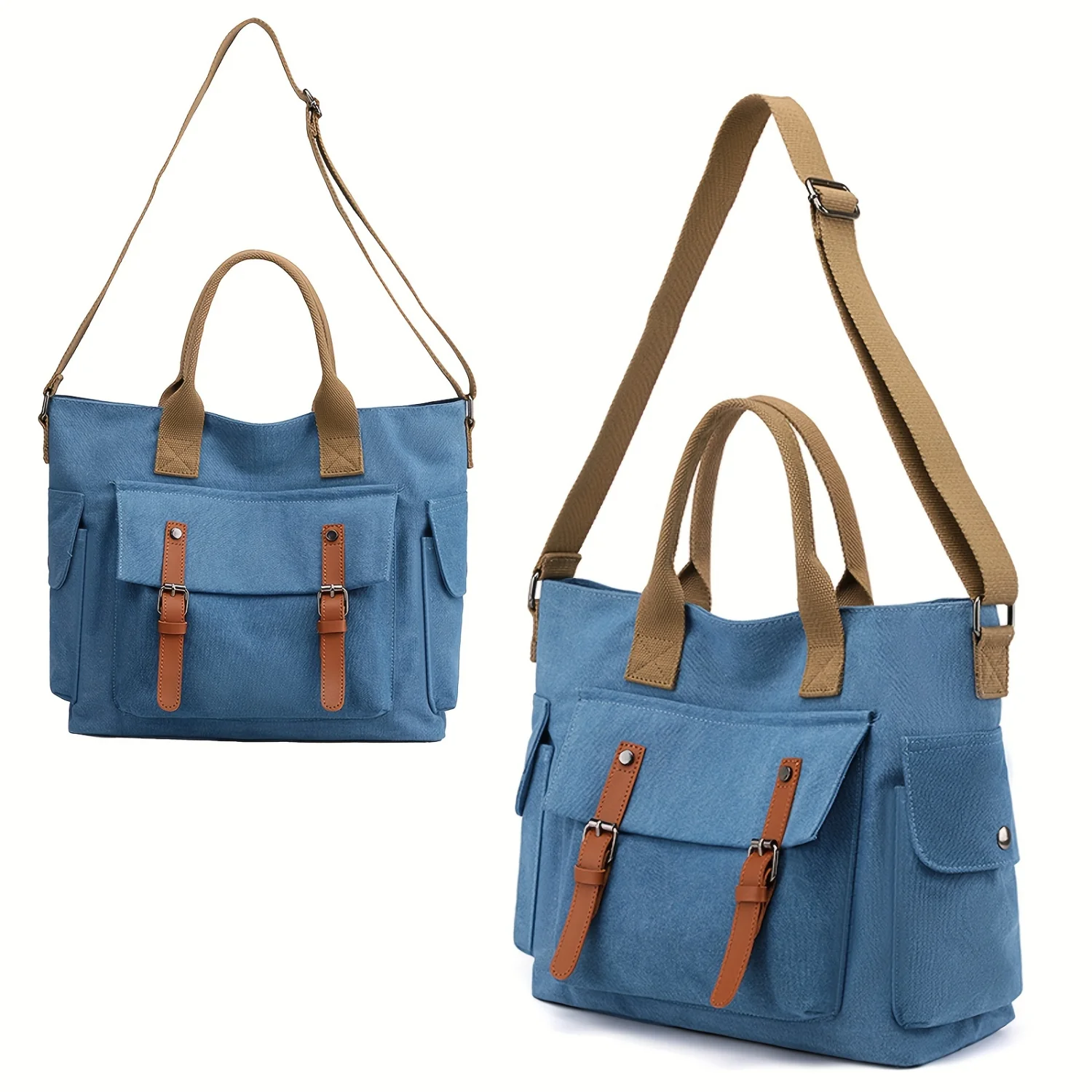 

Stylish Casual Canvas Tote Bag with Multi Pockets, Large Capacity Shoulder Handbag for Women - Messenger Crossbody Bag for Every