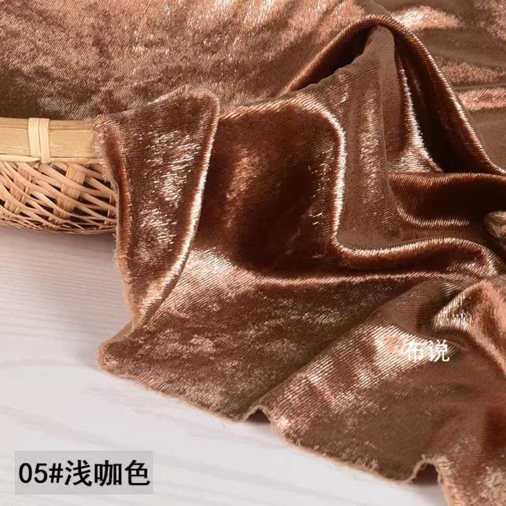

Woven Semi-glitter Silk Gold Velvet Fabric Shiny Glowing Velvet Inverted Velvet Dress Designer Fabric DIY Apparel Sewing Supplie
