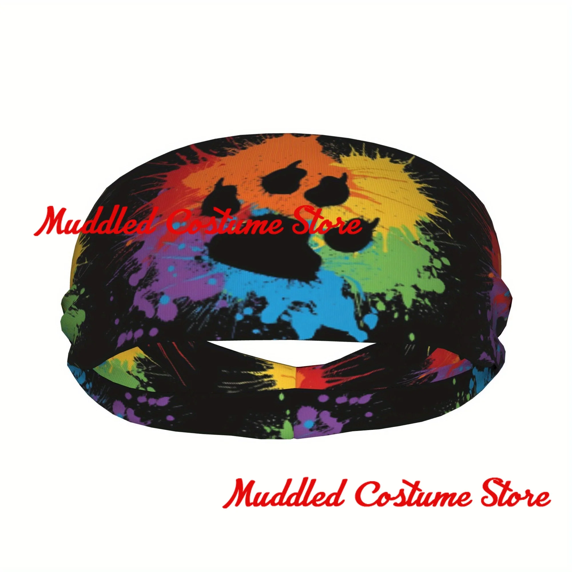 

Забавная спортивная повязка на голову с гордостью лап, красочная эластичная повязка на голову с геометрическим принтом лапы для йоги и фитнеса, эластичная повязка на голову