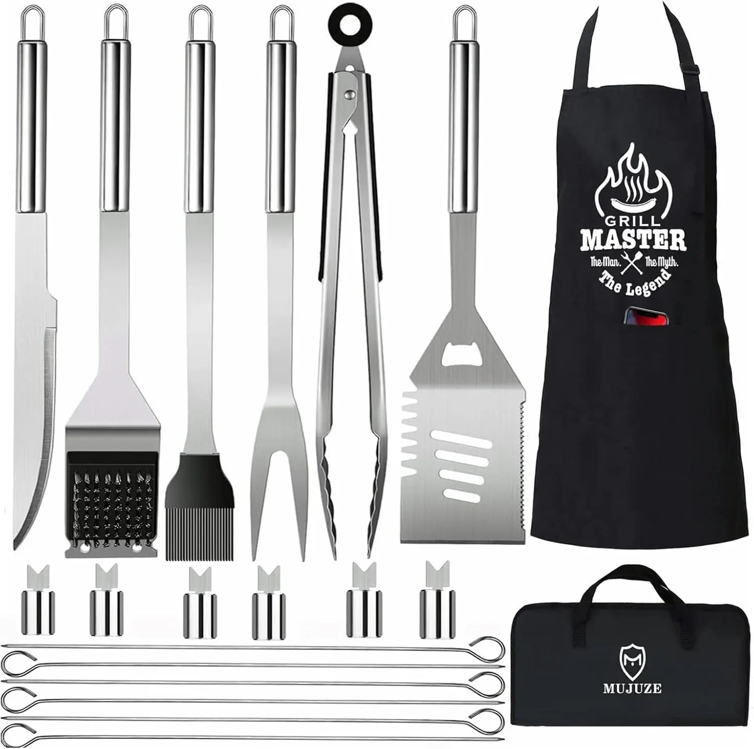 

Grill Set with Apron for Men, BBQ Accessories, Outdoor Grilling Gifts, Camping Grill Kit