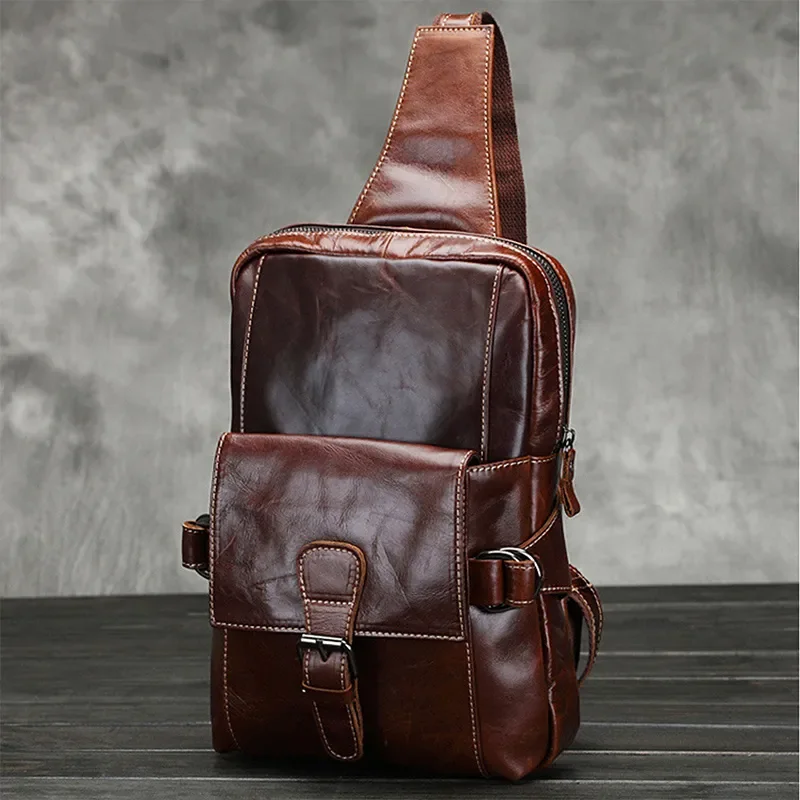 

Pack Large Chest Men Cowhide Genuine Pack Messenger Capacity Shoulder Sling Bags Oil Travel Leather Quality Day Top Back Wax