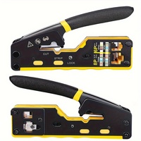 Straight RJ45 Crimping Tool Kit, Integrated Ethernet Crimper Cat6 Cat5 Crimping Tool Ratchet Modular Data Cable Crimper