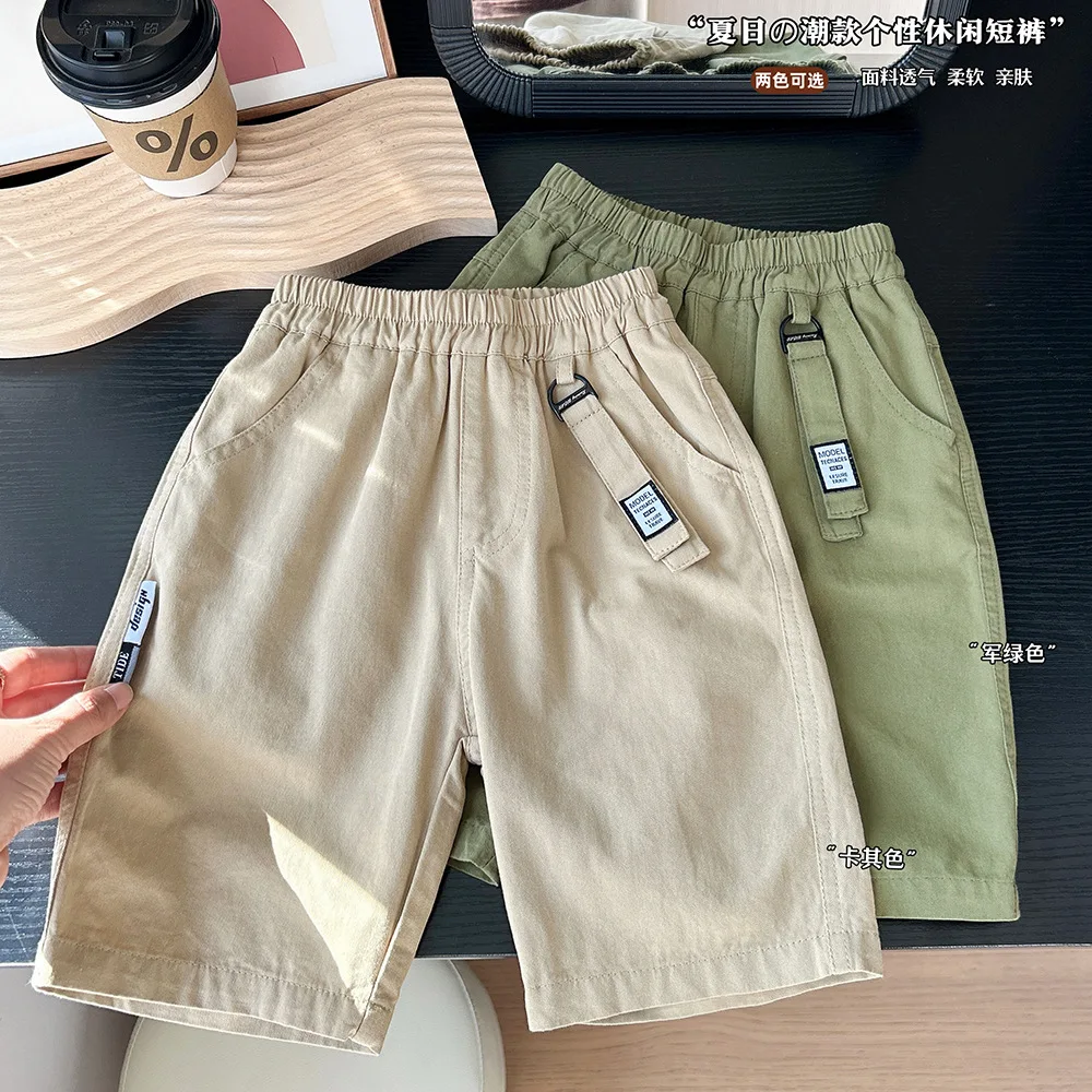 2025 Summer Boys Shorts Knee Length Pants for Kids Teenager Children Capris School Uniform Toddler Cargo Pants Baby Clothing