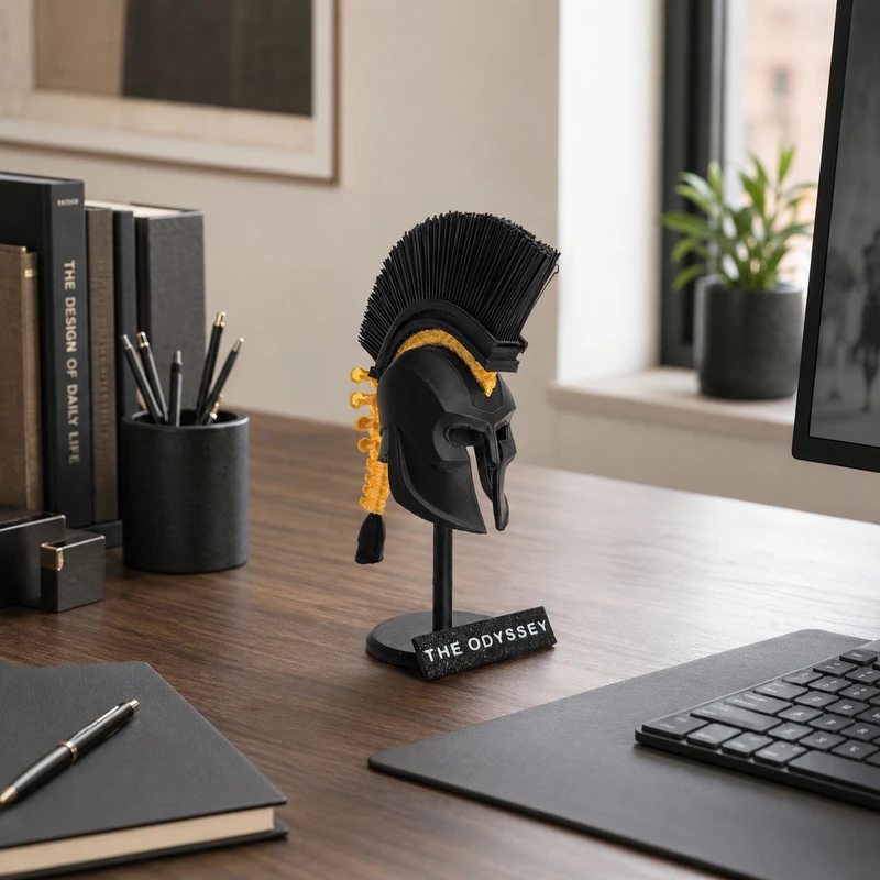 Mini Estátua de Capacete Espartano Grego Antigo Impresso em 3D, Capacete de Guerreiro Temático de Odisseia, Decoração de Mesa, Ornamento para Hobbies