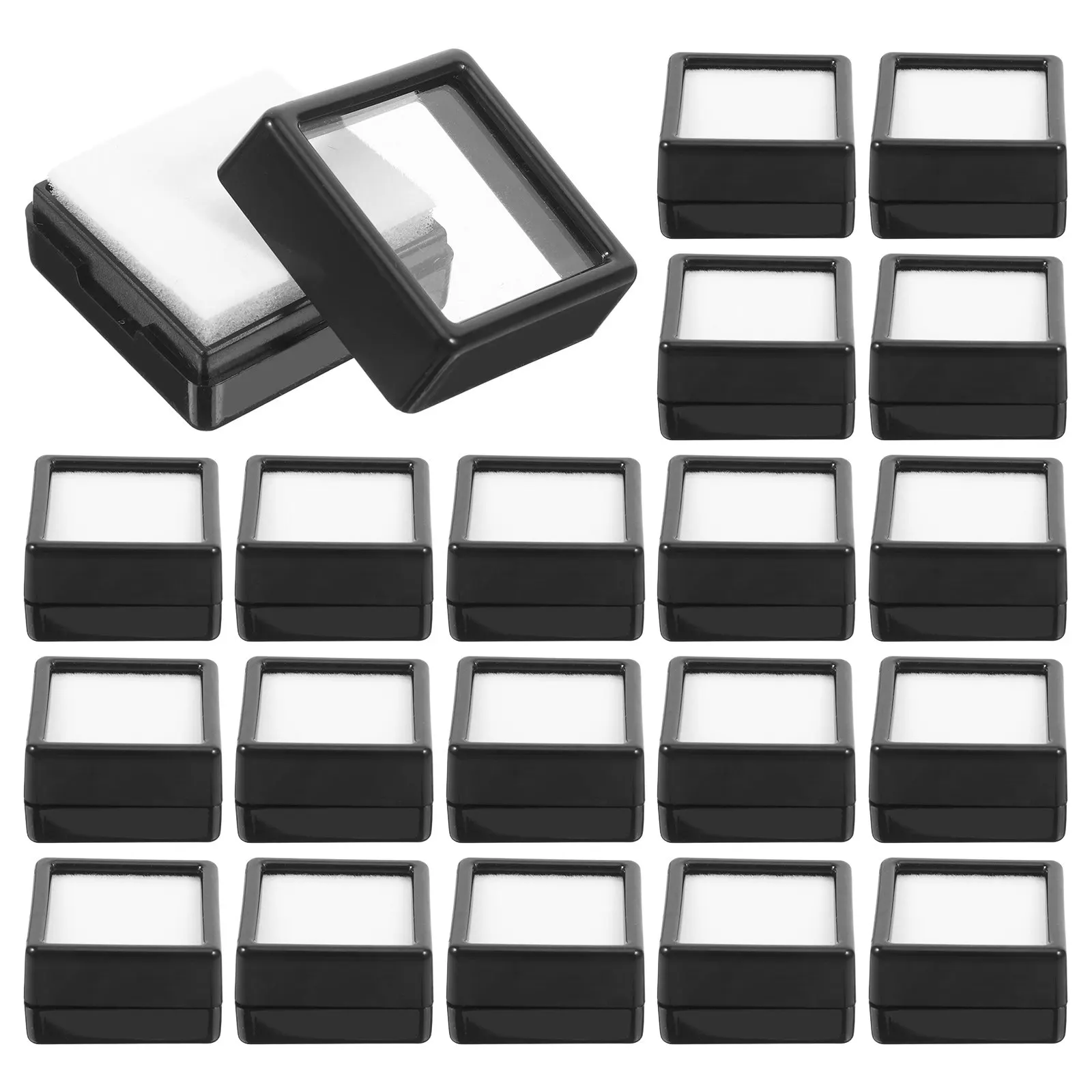 

70Pcs Gemstone Display Boxes Square Thick Jewelry Packaging Storage Case for Retail Sale Mini Ring Charm Display Jewelry Storage