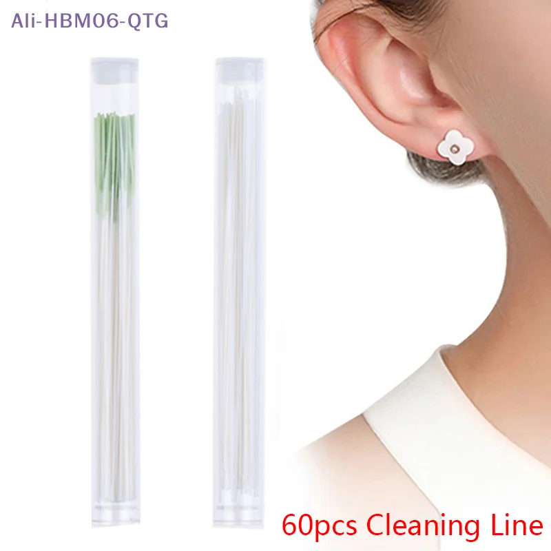 [New] Hot! 60pcs Earrings Hole Cleaner Disinfection Ear Wires Hole Cleaning Line Piercing