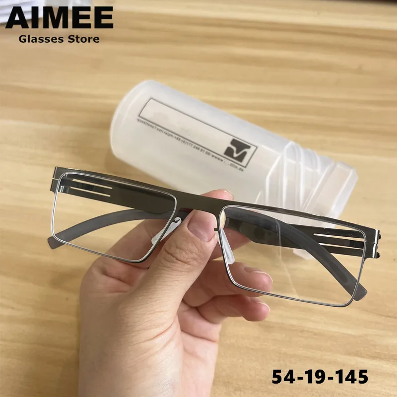 

Men‘s Business Stainless Steel Glasses Frame Germany Brand Design Ultralight Eyeglasses Women Square Blue Light Spectacles Frame