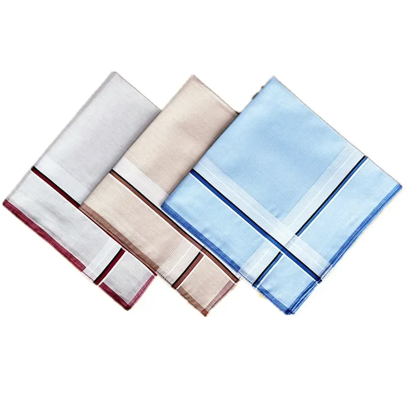 

3Pcs 43x43cm Square Plaid Stripe Cotton Handkerchiefs Men Classic Pocket Reusable Hand Towel Wedding Xmas Party Gift
