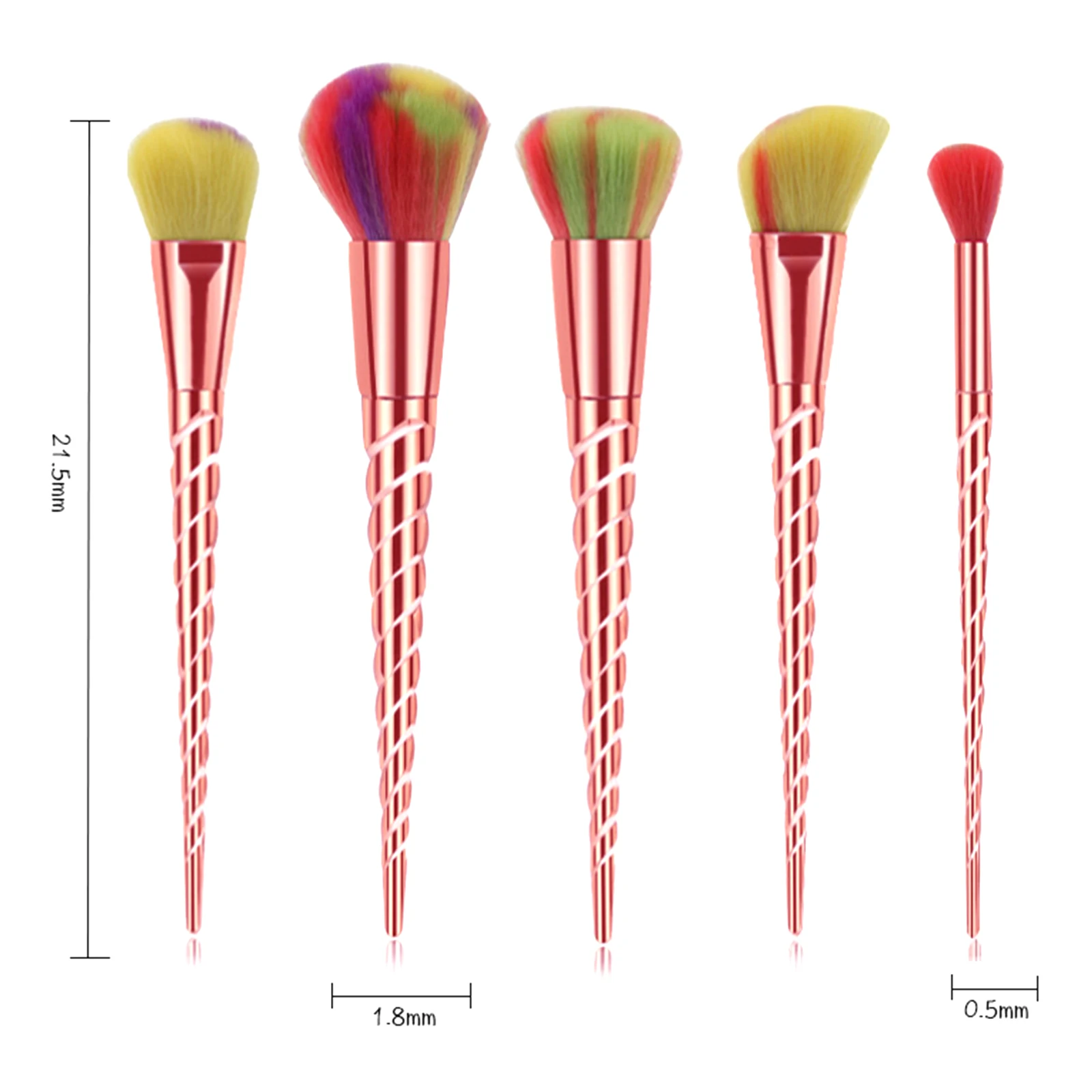 5 pezzi/set pennelli per trucco moda fibra colorata spirale per capelli manico antiscivolo adatto fondotinta in polvere fard correttore multifunzionale