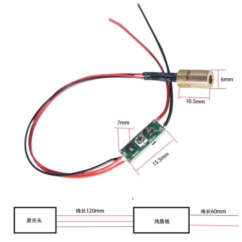 أنبوب على شكل رأس ليزر، حجم ليزر، نقطة ليزر، وحدة الضوء الأخضر، صغير mm6، 10 مستقيم، شعاع من الدرجة الصناعية، فئة mW #3