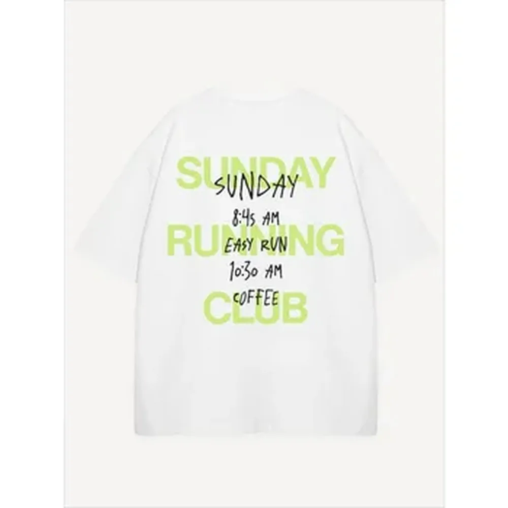 Sunday Running Club T-Shirt Unisex Easy Run Coffee Schedule Graphic Tee Streetwear Oversize d Short Sleeve Casual To