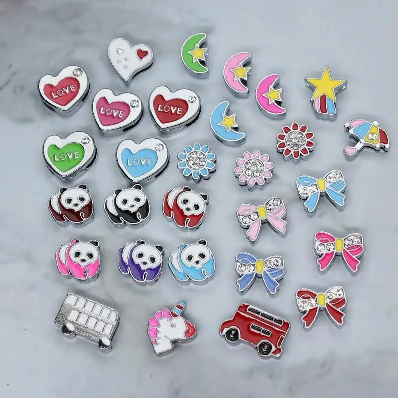 10PC/lot 8MM love Heart strawberry Slide Charm diy slide charms Fit For 8mm Leather Bracelet Necklace Fashion Jewelrys Making