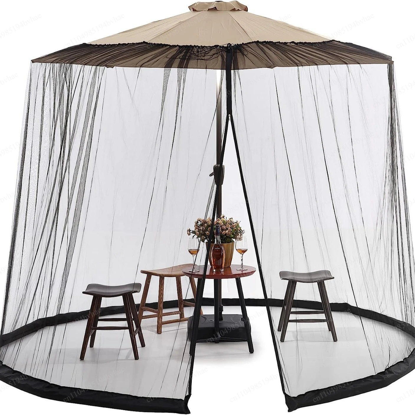 

Cross-border outdoor terrace parasol mesh cover, plus size free installation camping outing double zipper mosquito net