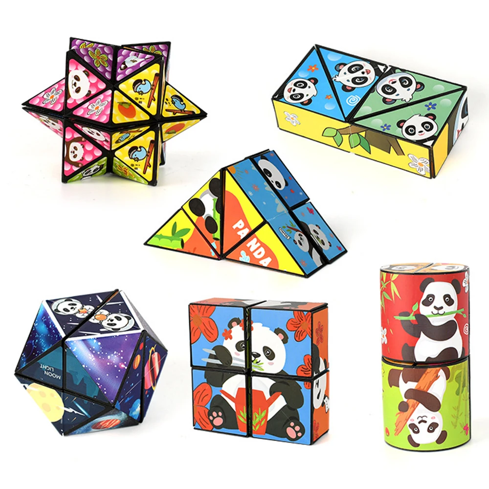 Panda Infinite Magic Cube Geometric Folding Flipping Puzzle Three-Dimensional Small Gifts Decompress Shape Shifting Box