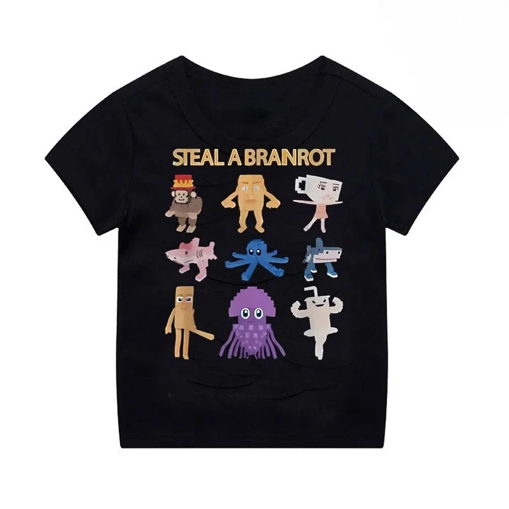2026 Funny 67 Italian‑Style Brainrot Print T‑Shirt, Unisex Boys & Girls Summer Short‑Sleeve Top, Loose & Comfortable Kids Wear