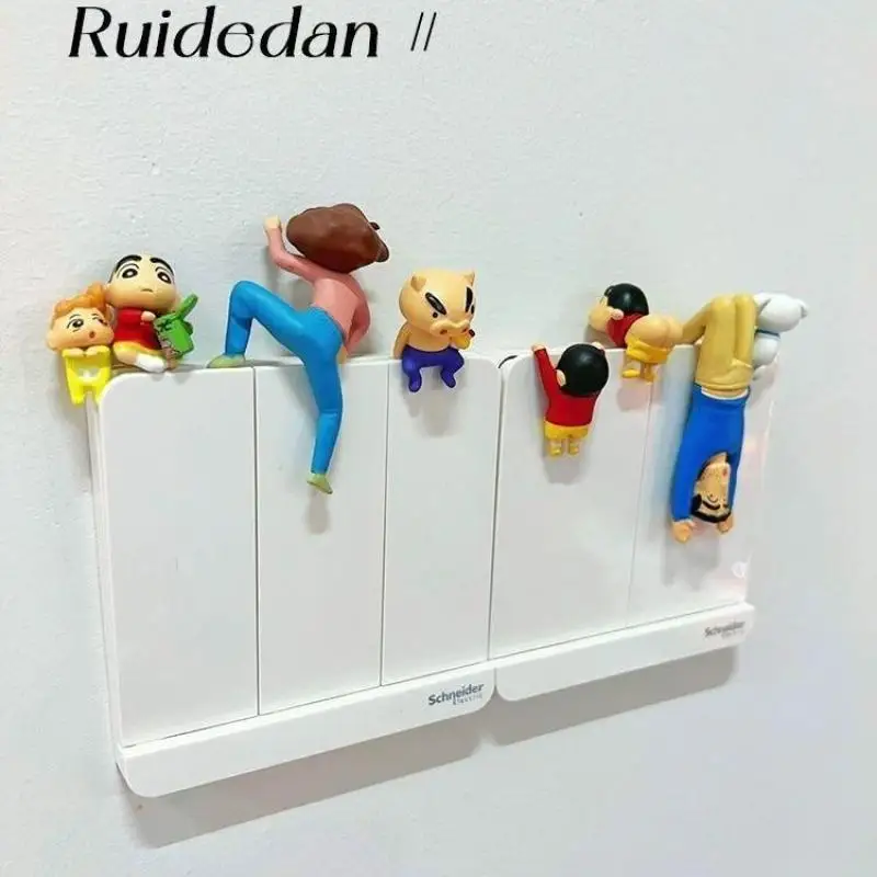 7Pcs Cartoon Switch Sticker Anime Crayon Shin-Chan Doorbell Wall Decal Self Adhesive Home Ornament Cute Wall Art Gift