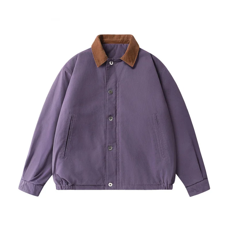 

Winter Japanese Retro Amekaji Corduroy Collar Utility Jacket, Unisex Loose Fit Thickened Safari Padded Coat American Oversized