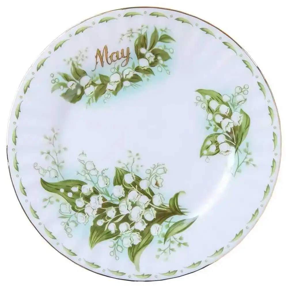 Bone China Retro Seasons Flower Dining Plate Creative Euro Phnom Penh Ceramic Printed British Royal Style Dessert Plate Gift
