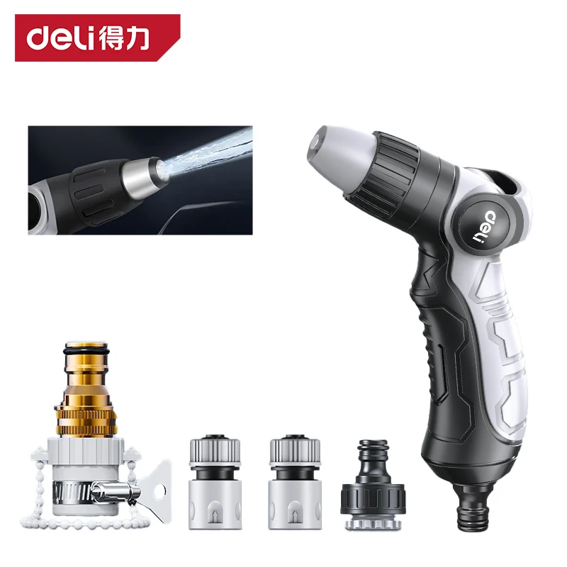 DELI Garden Water Gun Hose Nozzle Mutifunctional Household Car Washing Yard Water Sprayer Pipe Tube Nozzle Sprinkle Tools