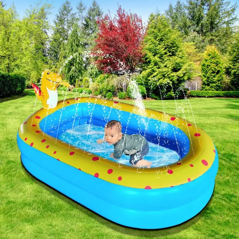 Children Swimming Pool Inflatable Spray Pool Foldable Baby Bathtub Outdoor Dinosaur Sprinkler Game Pad Kids Water Toys dropship