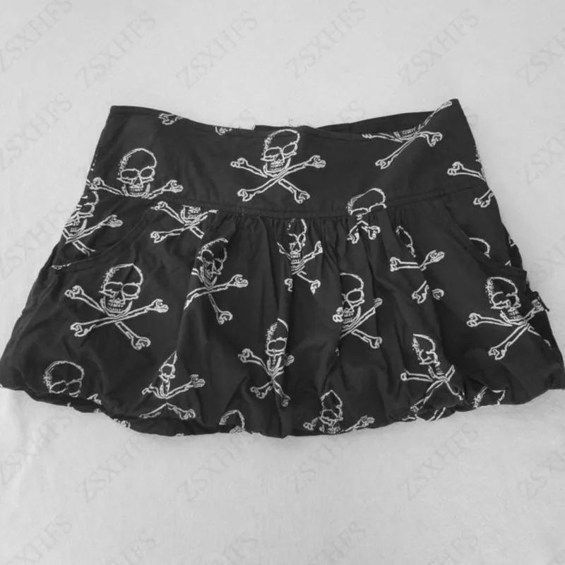 Sweet Skirts Women Clothes Sexy 2000s Y2k Streetwear Goth Skulls High waist Mini Skirt Vintage Aesthetic Kpop Punk short skirts