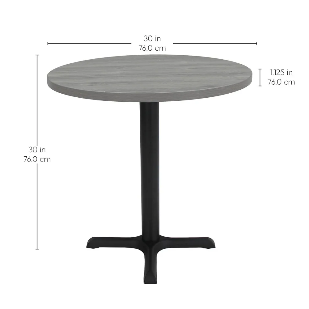 Modern Dining, Coffee, Cocktail Table for Small Spaces Light Gray Wood/Black Base