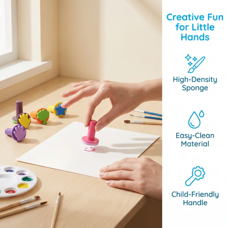 3/6/9/12Pcs Sponge Stamp Set, Random Fun Shapes with Handles for DIY Art, Washable Painting Craft Tools for Artists & Hobbyists