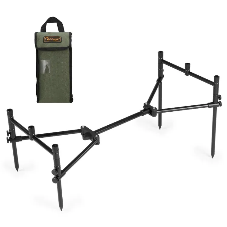 

Detachable Fishing Rod Stand Buzz Bar Pole Rest Head Folding Retractable Fishing Rod Holder with Carry Bag