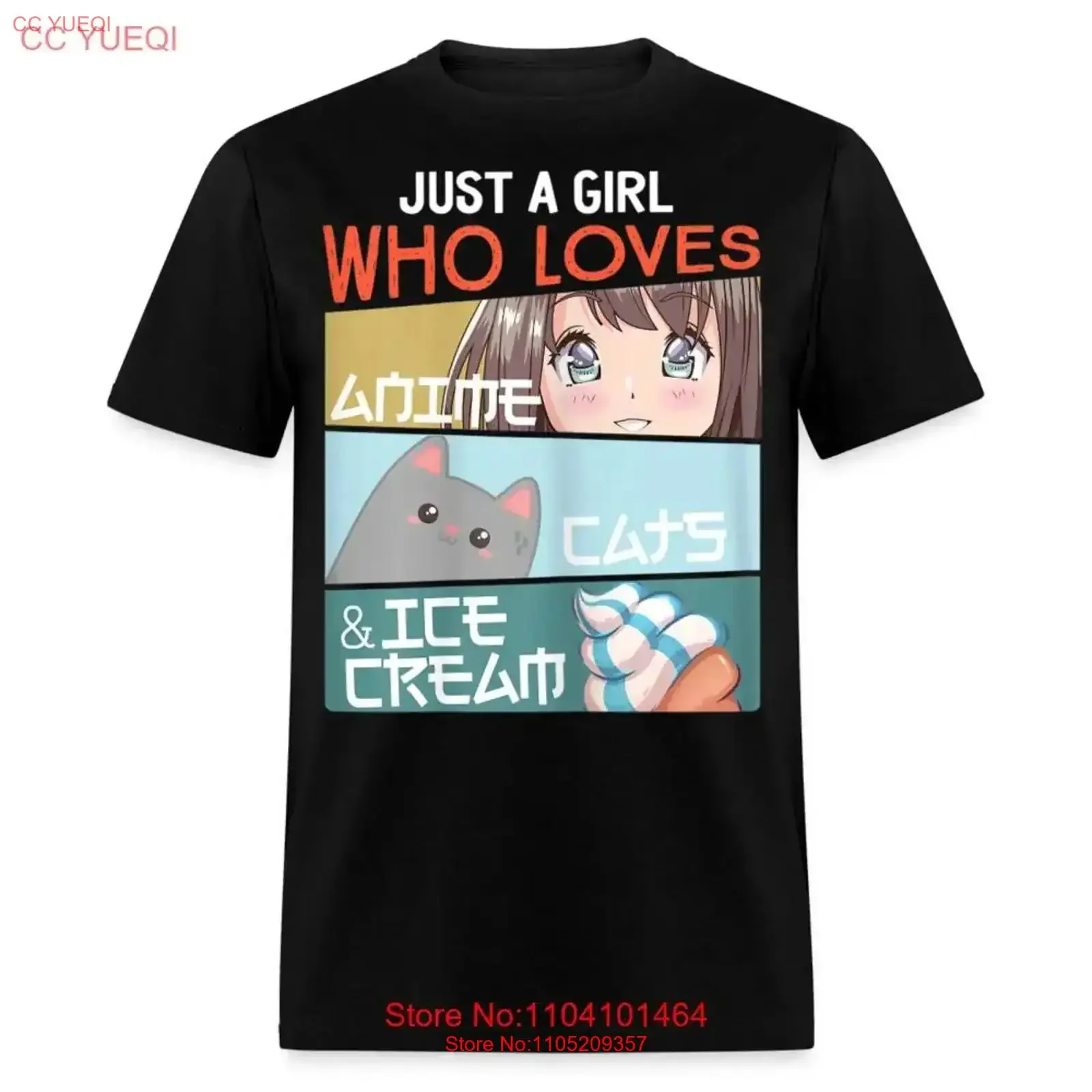 Just A Girl Who Loves Anime Cats and Ice cream Cute shirt s for Fans T vintage Washed Stretched graphic fashion Versatile Soft