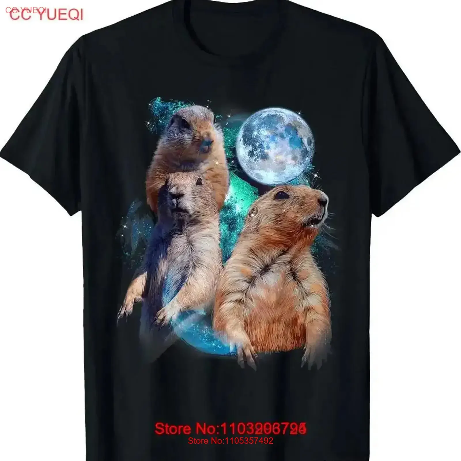 3 Moon Prairie Dog Art Rodent Squirrel Puppy Lovers Novelty T Shirt vintage Washed Soft Comfortable Stylish Versatile Slightly
