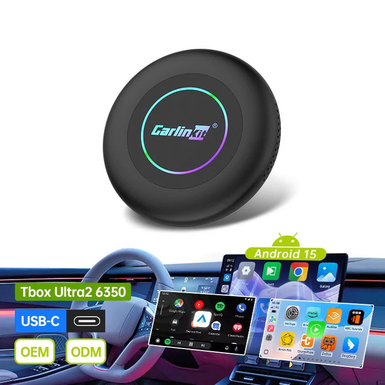 NewCarlink Kit Android 15 System Sm6350 Wireless Carplay Adaptor Android Auto Car Tv Adapter 128gb Ai Box for apple youtube