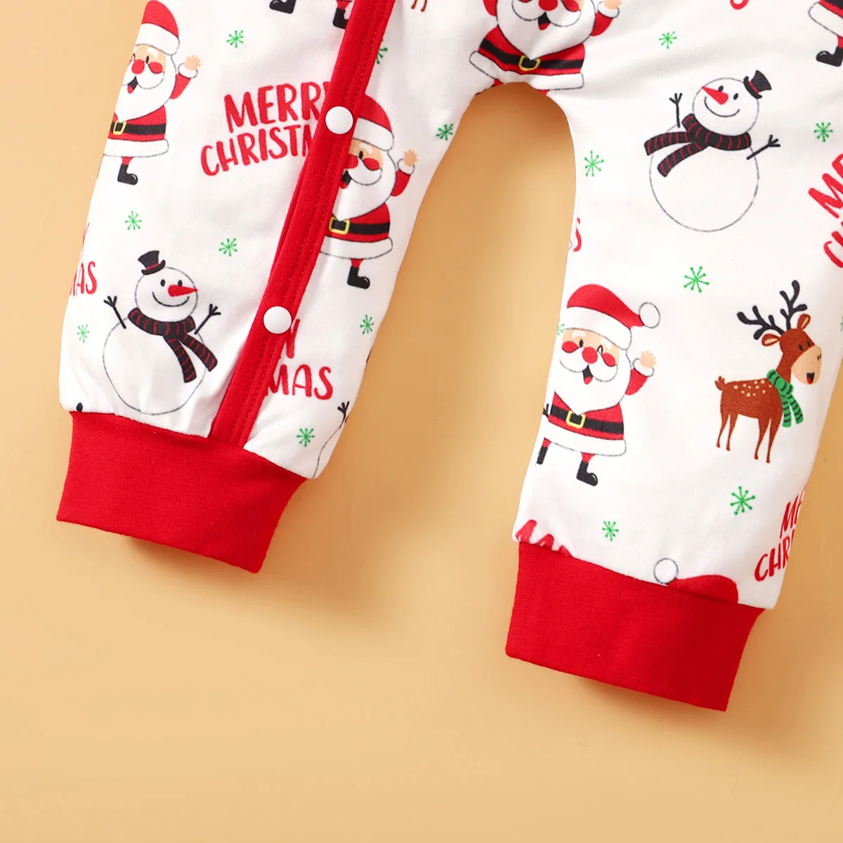 Prowow My First Christmas Baby Clothes 2024 Long Sleeve Allover Santa Print Christmas Romper For Babies Newborn New Year Costume