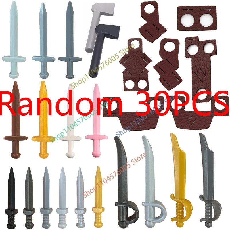 MOC Medieval Weapons Accessories Building Blocks Soldiers Figures Crossbow Sword Knife Axe Spear Shield DIY Mini Bricks Toys T23 view 5