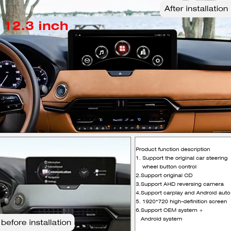For Mazda CX-60 CX-90 2024-2025 12.3 inch 2K 2400*896 Android 13 8+256G Car Multimedia Player Stereo Radio Car radio with screen - Image 2